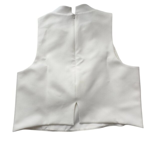 Black Halo Porcelain Juma Suit Top Only Sleeveless Cropped Mock Neck (8) - Picture 5 of 16